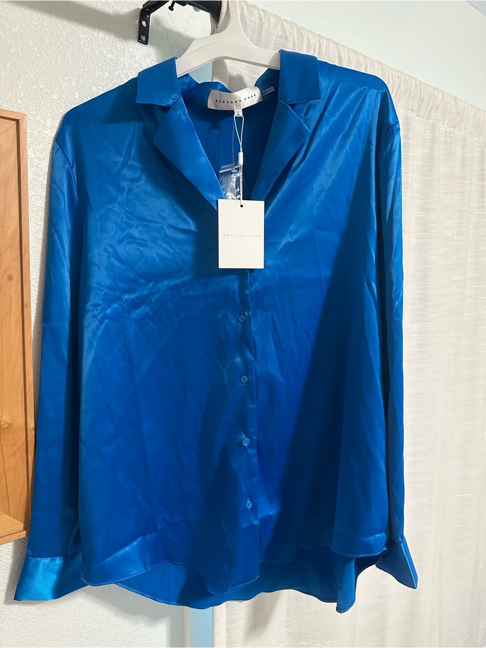 NWT - Silky Blue Button-Up Shirt (Endless Rose) - never worn